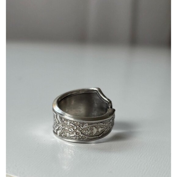 Handmade Monogram “N” Spoon Ring: Antique Silver Plated, Size 7 - Picture 7 of 7